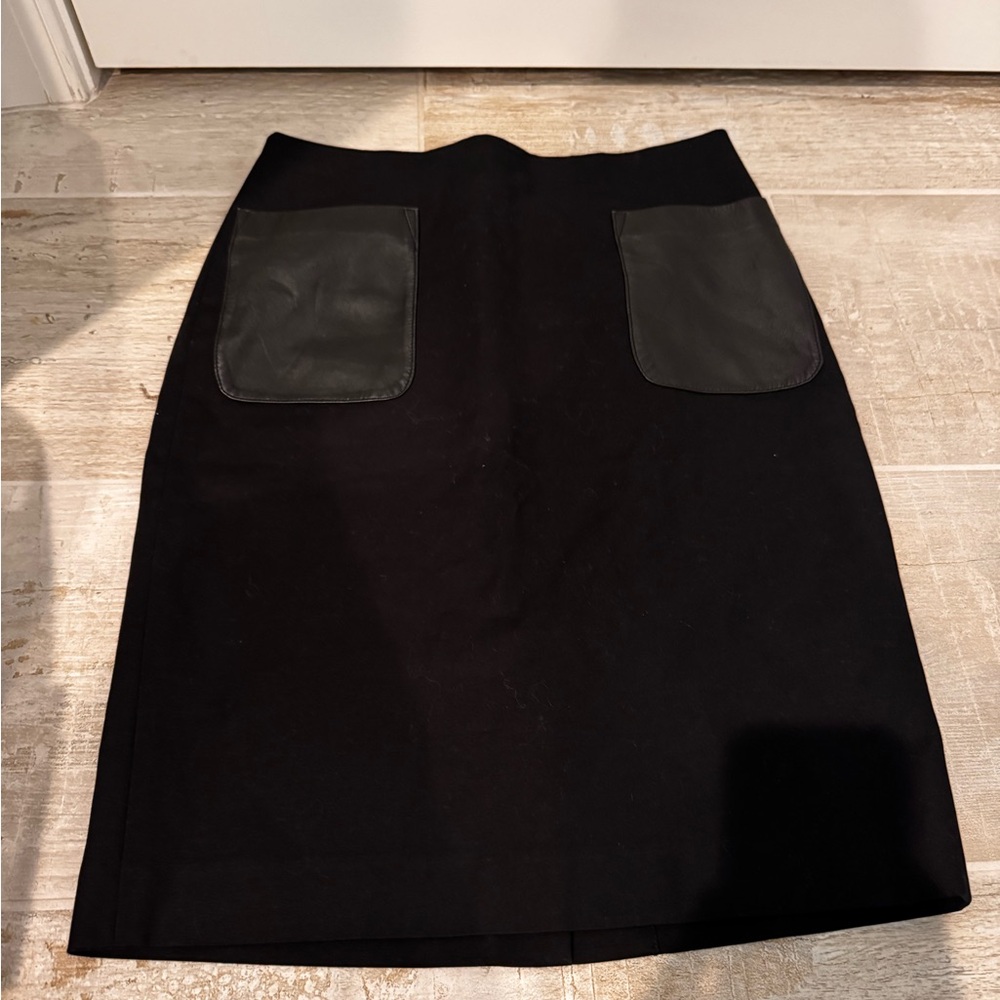 Club Monaco Black Pencil Skirt with Leather Pockets Size 0